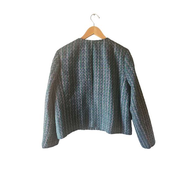 J. Crew Tweed lady jacket sz 16 green and navy blue blazer $228 - Picture 6 of 10